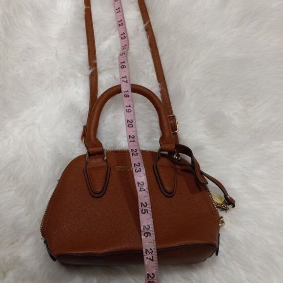 Steve Madden Brown Faux Leather Mini Satchel Bag With Crossbody Strap - Picture 15 of 15